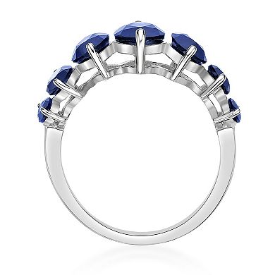 Gemminded Sterling Silver Lab-Created Sapphire 7-Stone Ring