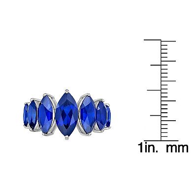 Gemminded Sterling Silver Lab-Created Sapphire 7-Stone Ring