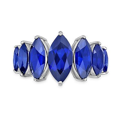 Gemminded Sterling Silver Lab-Created Sapphire 7-Stone Ring