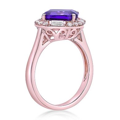 Gemminded 18k Rose Gold Over Silver Amethyst & Lab-Created White Sapphire Ring