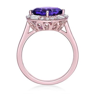 Gemminded 18k Rose Gold Over Silver Amethyst & Lab-Created White Sapphire Ring