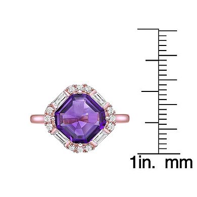 Gemminded 18k Rose Gold Over Silver Amethyst & Lab-Created White Sapphire Ring