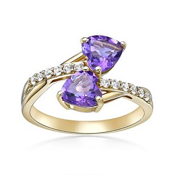 Gemminded 18k Gold Over Silver Amethyst & Lab-Created White Sapphire Ring