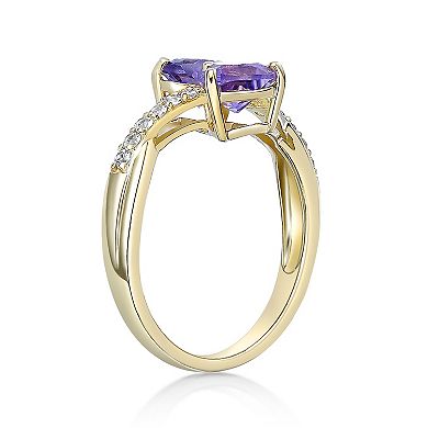 Gemminded 18k Gold Over Silver Amethyst & Lab-Created White Sapphire Ring