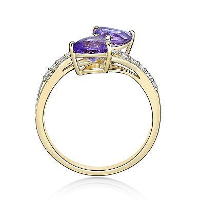 Gemminded 18k Gold Over Silver Amethyst & Lab-Created White Sapphire Ring