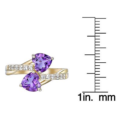 Gemminded 18k Gold Over Silver Amethyst & Lab-Created White Sapphire Ring