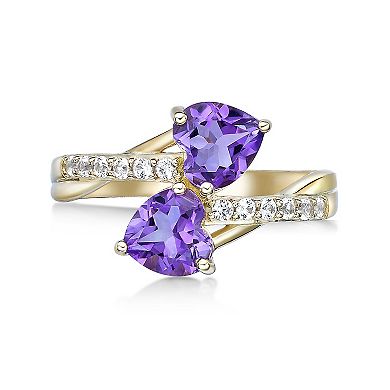Gemminded 18k Gold Over Silver Amethyst & Lab-Created White Sapphire Ring