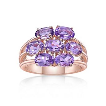 Gemminded 18k Rose Gold Over Silver Amethyst Ring