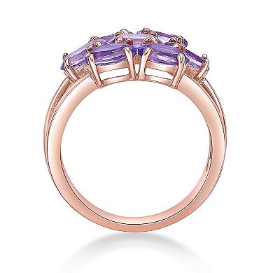 Gemminded 18k Rose Gold Over Silver Amethyst Ring