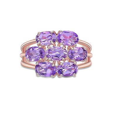 Gemminded 18k Rose Gold Over Silver Amethyst Ring