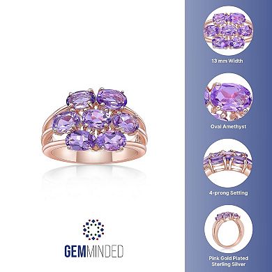 Gemminded 18k Rose Gold Over Silver Amethyst Ring