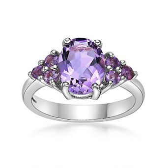 Gemminded Sterling Silver Amethyst Oval Ring