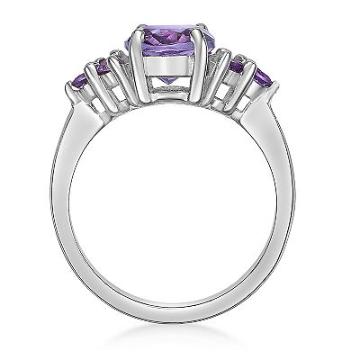 Gemminded Sterling Silver Amethyst Oval Ring