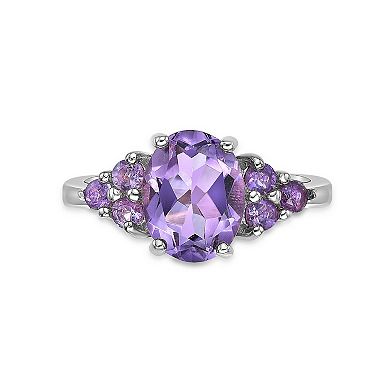 Gemminded Sterling Silver Amethyst Oval Ring
