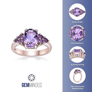 Gemminded Sterling Silver Amethyst Oval Ring