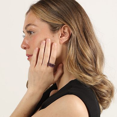 Gemminded Sterling Silver Amethyst Baguette Ring