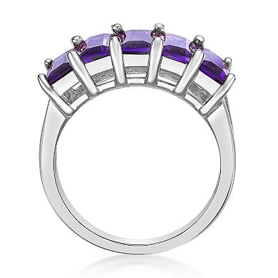 Gemminded Sterling Silver Amethyst Baguette Ring