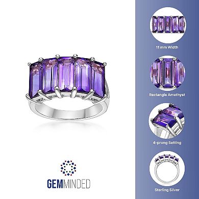 Gemminded Sterling Silver Amethyst Baguette Ring