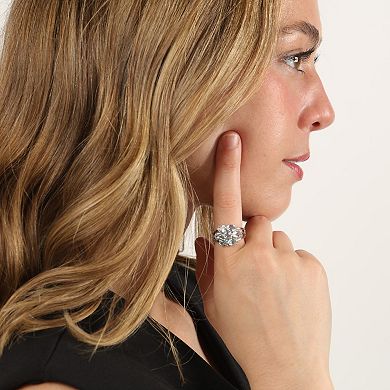 Gemminded Sterling Silver Blue Topaz 7-Stone Oval Cluster Ring