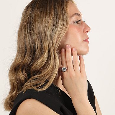 Gemminded Sterling Silver Blue Topaz 7-Stone Oval Cluster Ring