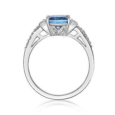 Gemminded Sterling Silver Blue Topaz & White Topaz Ring