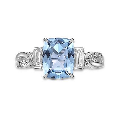 Gemminded Sterling Silver Blue Topaz & White Topaz Ring
