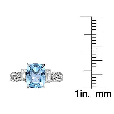 Gemminded Sterling Silver Blue Topaz & White Topaz Ring