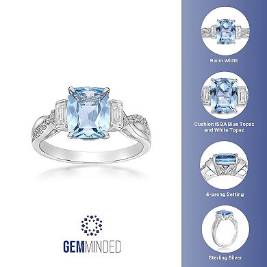 Gemminded Sterling Silver Blue Topaz & White Topaz Ring
