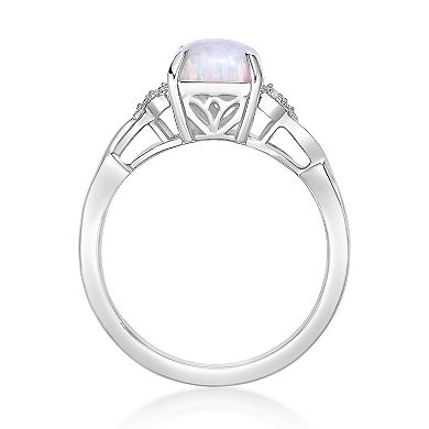 Gemminded Sterling Silver Lab-Created Opal & Lab-Created White Sapphire Octagon Ring