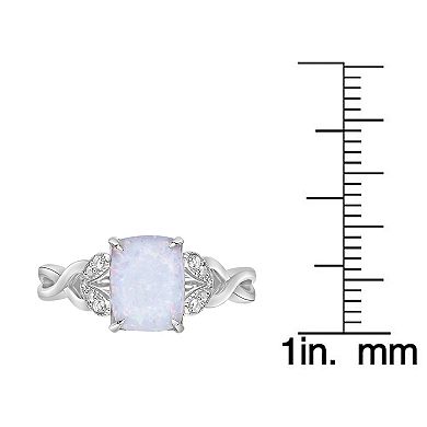 Gemminded Sterling Silver Lab-Created Opal & Lab-Created White Sapphire Octagon Ring