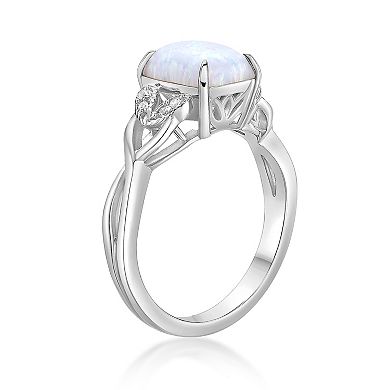 Gemminded Sterling Silver Lab-Created Opal & Lab-Created White Sapphire Octagon Ring