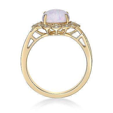 Gemminded Sterling Silver Lab-Created Opal & Lab-Created White Sapphire Halo Ring
