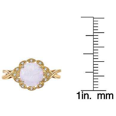 Gemminded Sterling Silver Lab-Created Opal & Lab-Created White Sapphire Halo Ring