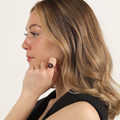 Gemminded 18k Gold Over Silver Garnet 7-Stone Oval Cluster Ring
