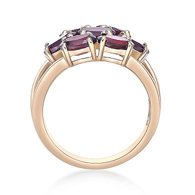 Gemminded 18k Gold Over Silver Garnet 7-Stone Oval Cluster Ring