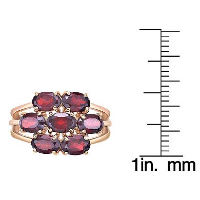 Gemminded 18k Gold Over Silver Garnet 7-Stone Oval Cluster Ring