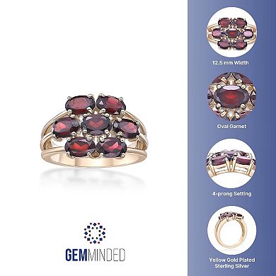 Gemminded 18k Gold Over Silver Garnet 7-Stone Oval Cluster Ring