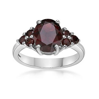 Gemminded Sterling Silver Garnet Oval Ring