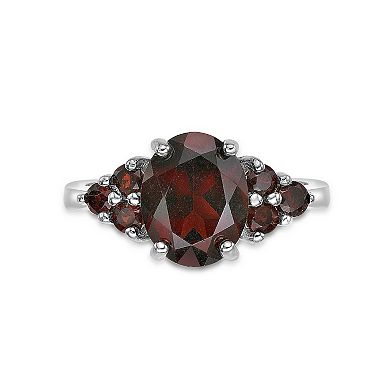 Gemminded Sterling Silver Garnet Oval Ring