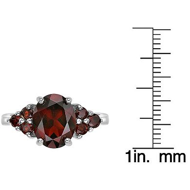 Gemminded Sterling Silver Garnet Oval Ring