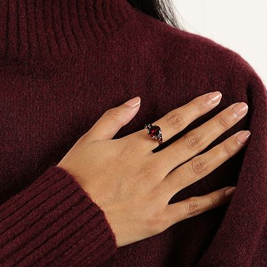 Gemminded Sterling Silver Garnet Oval Ring