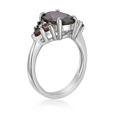 Gemminded Sterling Silver Garnet Oval Ring