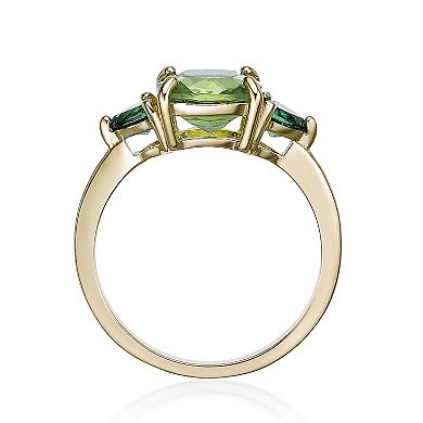 Gemminded 18k Gold Over Silver Peridot & Lab-Created Emerald Ring