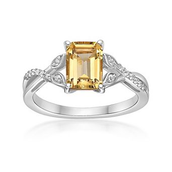 Gemminded Sterling Silver Citrine & Lab-Created White Sapphire Ring