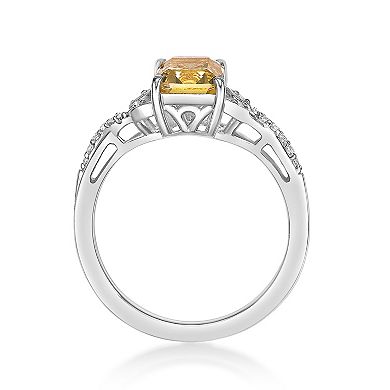 Gemminded Sterling Silver Citrine & Lab-Created White Sapphire Ring