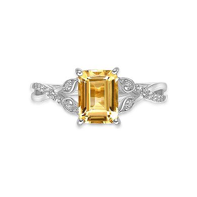 Gemminded Sterling Silver Citrine & Lab-Created White Sapphire Ring