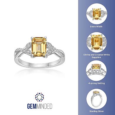 Gemminded Sterling Silver Citrine & Lab-Created White Sapphire Ring