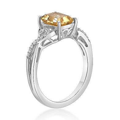 Gemminded Sterling Silver Citrine & Lab-Created White Sapphire Ring