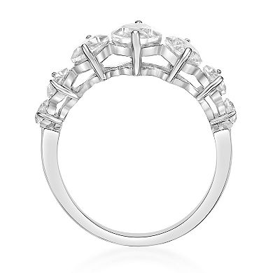 Gemminded Sterling Silver Lab-Created White Sapphire 7-Stone Ring