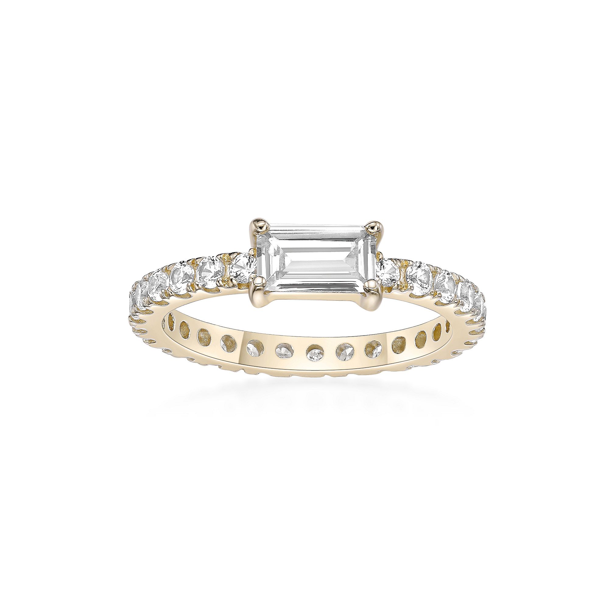 Gemminded 18k Gold Over Silver Lab-Created White Sapphire Ring, Womens, Si